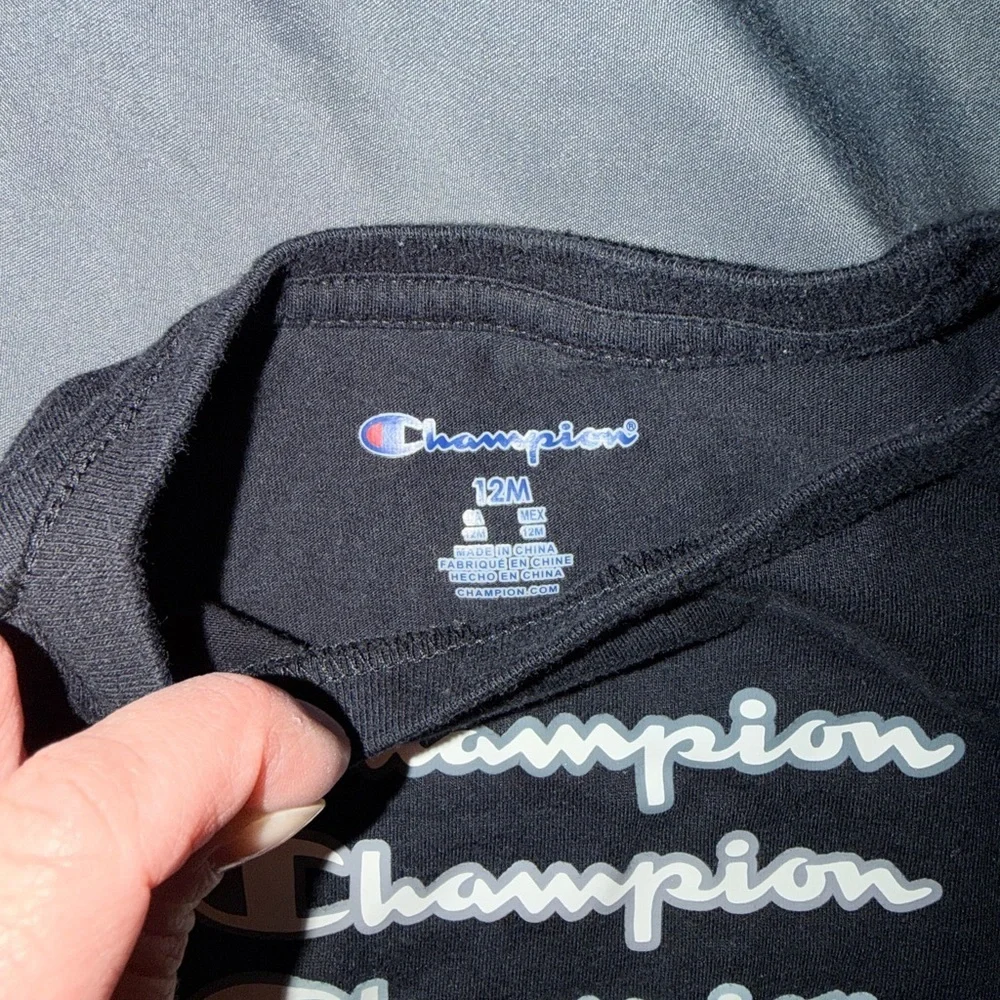 Champion Kids Tee with Logo Repeats - Black